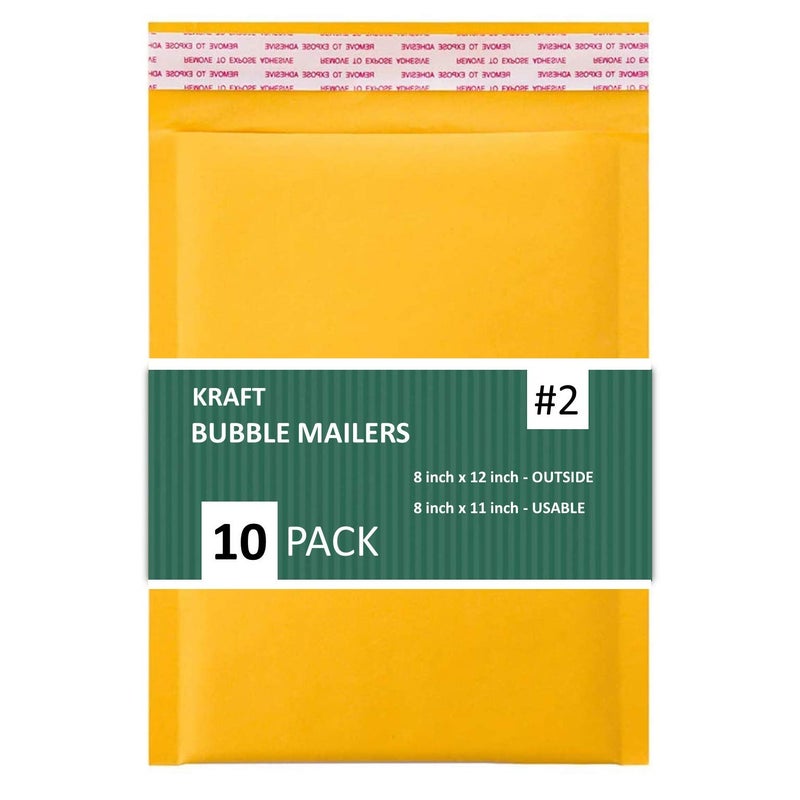 SALES4LESS - Kraft Bubble Mailers, Self-Seal, Waterproof & Cushioned Padded Envelopes for Shipping, 8.5 x 12 in (10 Pack, Gold) - Image 1